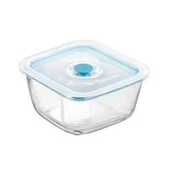 14x14 cm - Bormioli Rocco Frigoverre Smart Contenitore Per Alimenti Quadrato Con Valvola Salva Freschezza In Vetro