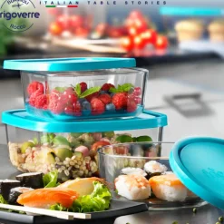 22x22cm Bormioli Rocco Frigoverre Classic Contenitore Per Alimenti Quadrato