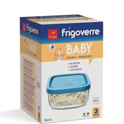 10x10 cm - Bormioli Rocco Frigoverre Classic Contenitore Per Alimenti Quadrato - Set 3 Pz