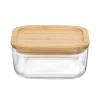 15x15cm - Bormioli Rocco Frigoverre Bamboo Contenitore Per Alimenti Quadrato In Vetro Con Tappo Bambù