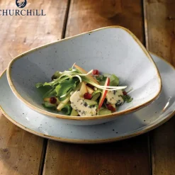 23.5x23.5 cm - Churchill Stonecast Piatto Fondo Triangolare In Porcellana Vetrificata