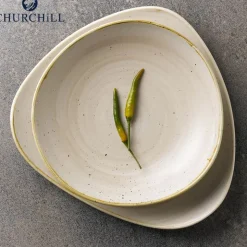 19.2x19.2 cm - Churchill Stonecast Piatto Piano Triangolare In Porcellana Vetrificata