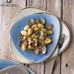19.2x19.2 cm - Churchill Stonecast Piatto Piano Triangolare In Porcellana Vetrificata