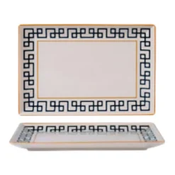 25x15 cm - Dedalo PIatto Vassoio Rettangolare In Porcellana - Set 6 Pz