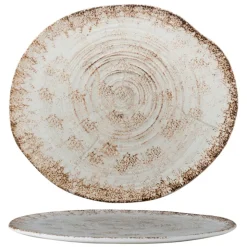 28.5x25 cm - Effetto Legno Piatto Piano In Porcellana - Set 4 Pz