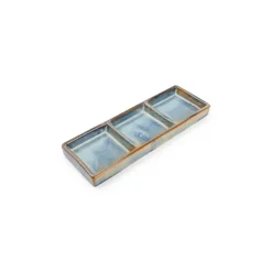 24x8 cm - F2D Nova Piatto Vassoio 3 Scomparti In Porcellana - Set 4 Pz