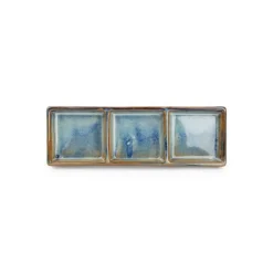 24x8 cm - F2D Nova Piatto Vassoio 3 Scomparti In Porcellana - Set 4 Pz