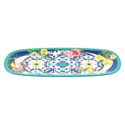 39x16 cm - Guzzini Flower & Lemon Piatto Vassoio Rettangolare In Melamina - Set 2 Pz