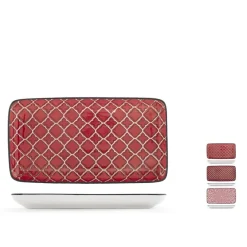 11x20 cm - H&H Nomad Bruno Barbieri Piatto Vassoio Rettangolare Texture Assortite In Porcellana Premium - Set 6 Pz