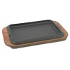 30x22 cm - Ilsa Basic Piatto In Ghisa Con Supporto In Legno