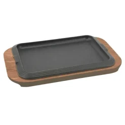 30x22 cm - Ilsa Basic Piatto In Ghisa Con Supporto In Legno
