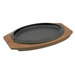 32x22 cm - Ilsa Basic Piatto In Ghisa Con Supporto In Legno