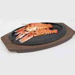 32x22 cm - Ilsa Basic Piatto In Ghisa Con Supporto In Legno