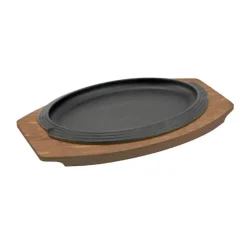28x19 cm - Ilsa Basic Piatto In Ghisa Con Supporto In Legno