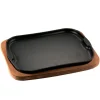 26x21 cm - Ilsa Gourmet Piatto In Ghisa Con Supporto In Legno