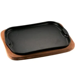 26x21 cm - Ilsa Gourmet Piatto In Ghisa Con Supporto In Legno