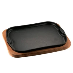 22x17 cm - Ilsa Gourmet Piatto In Ghisa Con Supporto In Legno
