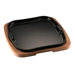 29x29 cm - Ilsa Gourmet Piatto In Ghisa Con Supporto In Legno