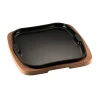 25x25 cm - Ilsa Gourmet Piatto In Ghisa Con Supporto In Legno