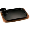 28x23 cm - Ilsa Gourmet Piatto In Ghisa Con Supporto In Legno