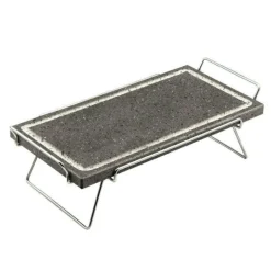 19x37 cm - Ilsa Invito Pietra Lavica Rettangolare In Acciaio Con Supporto Ripiegabile
