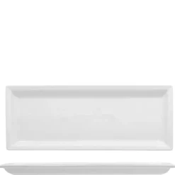 36x14 cm - Lioness Justwhite Piatto Presentazione Rettangolare In Porcellana - Set 4 Pz