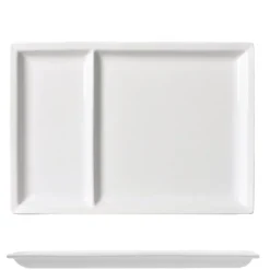 31x22 cm - Lioness Justwhite Piatto Vassoio Rettangolare In Porcellana - Set 3 Pz