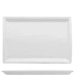 31x22 cm - Lioness Justwhite Piatto Vassoio Rettangolare In Porcellana - Set 3 Pz