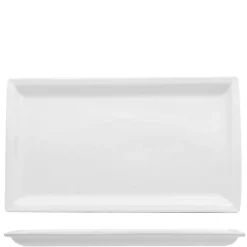 31x18 cm - Lioness Justwhite Piatto Vassoio Rettangolare In Porcellana - Set 3 Pz
