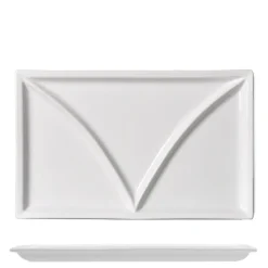 36x22 cm - Lioness Justwhite Piatto Vassoio Rettangolare In Porcellana - Set 2 Pz