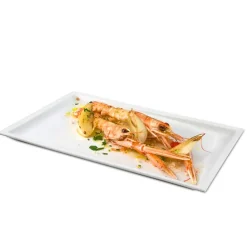 27x18 cm - Lioness Justwhite Piatto Presentazione Rettangolare In Porcellana - Set 4 Pz