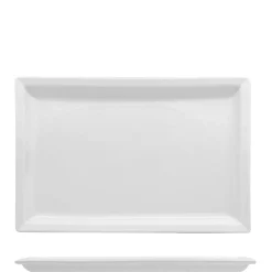 27x18 cm - Lioness Justwhite Piatto Presentazione Rettangolare In Porcellana - Set 4 Pz