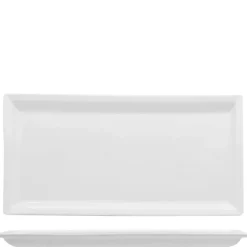 36.5x18 cm - Lioness Justwhite Piatto Presentazione Rettangolare In Porcellana - Set 3 Pz