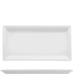 27x14 cm - Lioness Justwhite Piatto Vassoio Rettangolare In Porcellana - Set 6 Pz