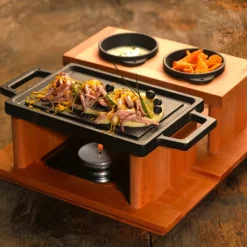 22x30 cm - Paderno Barbecue da Tavola Rettangolare In Ghisa Smaltata