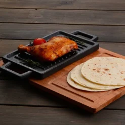22x15 cm - Paderno Bistecchiera Grill Rettangolare In Ghisa Smaltata Reversibile