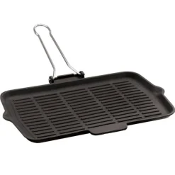 21x36 cm - Paderno Bistecchiera Grill Rettangolare In Ghisa Smaltata Con Manico