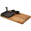 16x16 cm - Paderno Bistecchiera In Ghisa Con Supporto In Legno