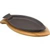 24x15 cm - Paderno Cast Iron Cookware Piatto In Ghisa Con Supporto In Legno