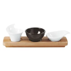 28x8 cm - Paderno Happy Hour Vassoio Porta Snack Con Inserti In Legno