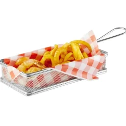 21.5x10.5 cm - Paderno Tableware Buffet & Display Cestello Porta Snack Rettangolare In Acciaio Inox