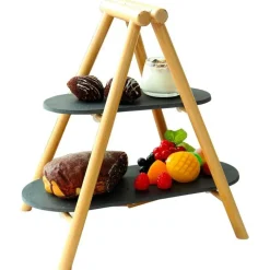 20.5x4.5 cm - Paderno Tableware Buffet & Display Alzata 2 Piani In Legno e Ardesia