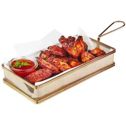 21x10 cm - Paderno Tableware Buffet & Display Cestello Porta Snack Rettangolare In Acciaio Inox