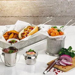 26x13 cm - Paderno Tableware Buffet & Display Rectangular Stainless Steel Snack Basket