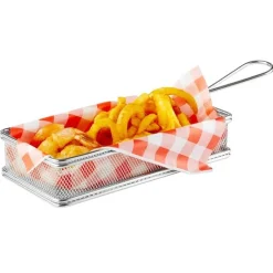 26x13 cm - Paderno Tableware Buffet & Display Rectangular Stainless Steel Snack Basket