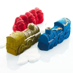 25.4 x 8.8 cm - Pavoni Express Log Stampo Torta Tronchetto Locomotiva In Silicone