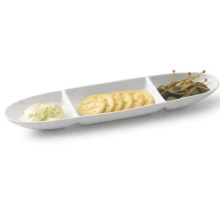 36 x 9 cm - Tognana Party Antipastiera 3 Scomparti In Porcellana Set 6 Pz