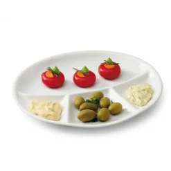 28 x 24 cm - Tognana Party Piatto Fonduta Ovale In Porcellana Set 6 Pz