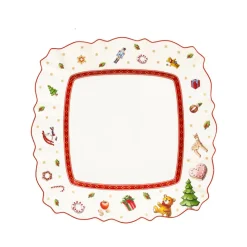 22x22 cm - Villeroy & Boch Toy's Delight Piatto Colazione Quadrato In Porcellana Decoro Natalizio