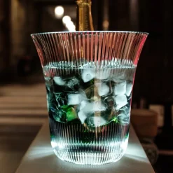 Ø 22.7 x H 24 cm - Italesse Plaza Champagne Bucket For 1 Bottle In Acrylic With Led Base